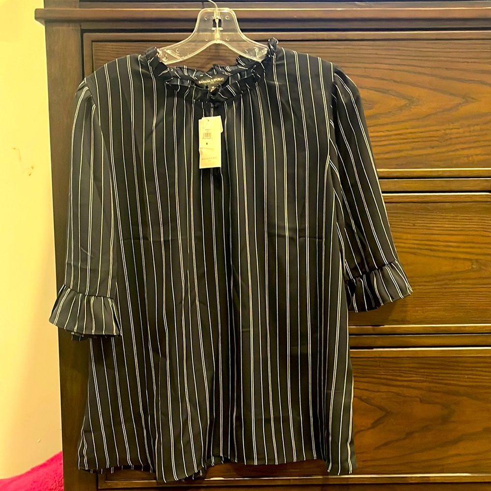 Navy blue keyhole blouse
